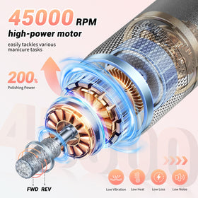 JEWHITENY 45000 RPM motor delivers stable, smooth filing
