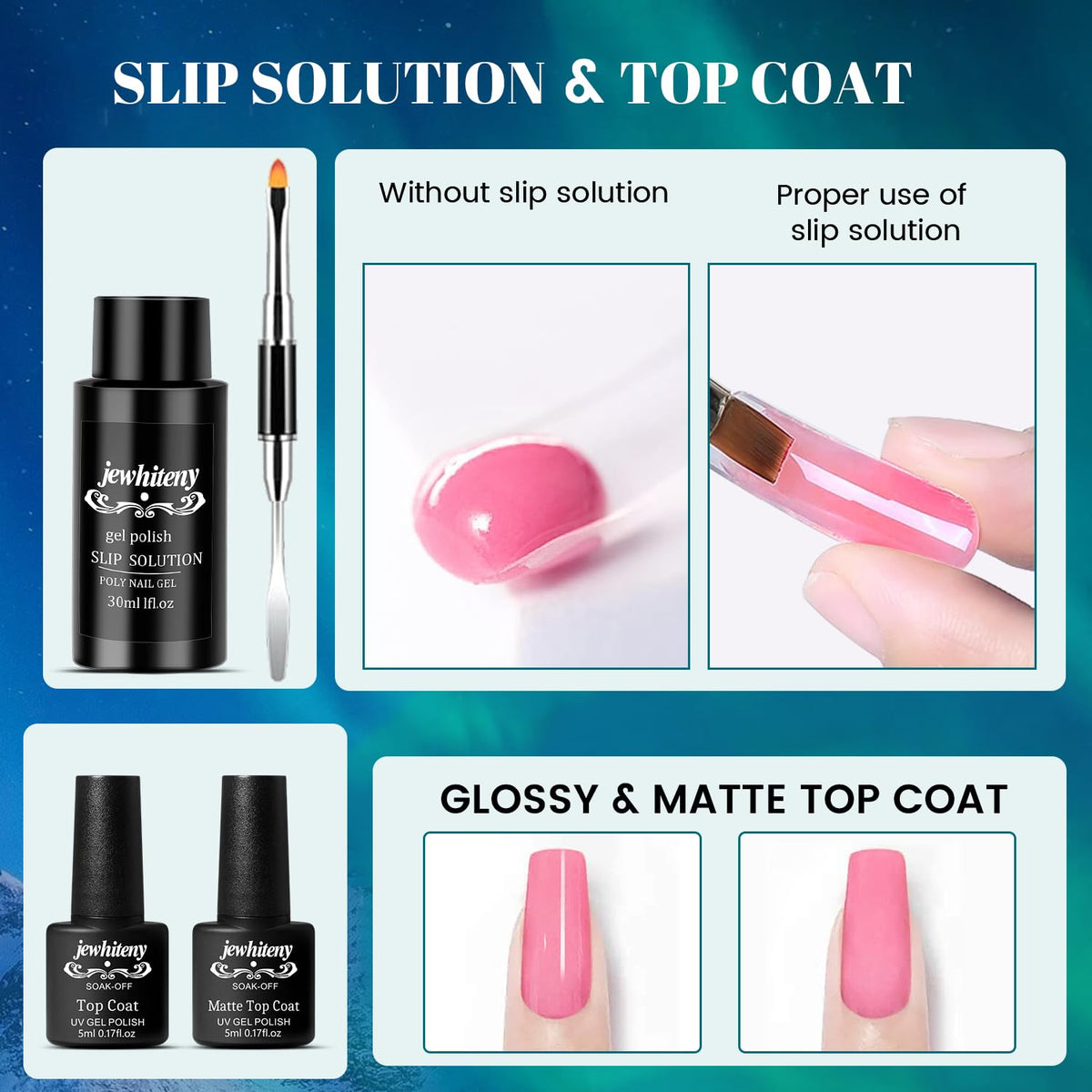 JEWHITENY nail extension kit with easy-start tools and guide