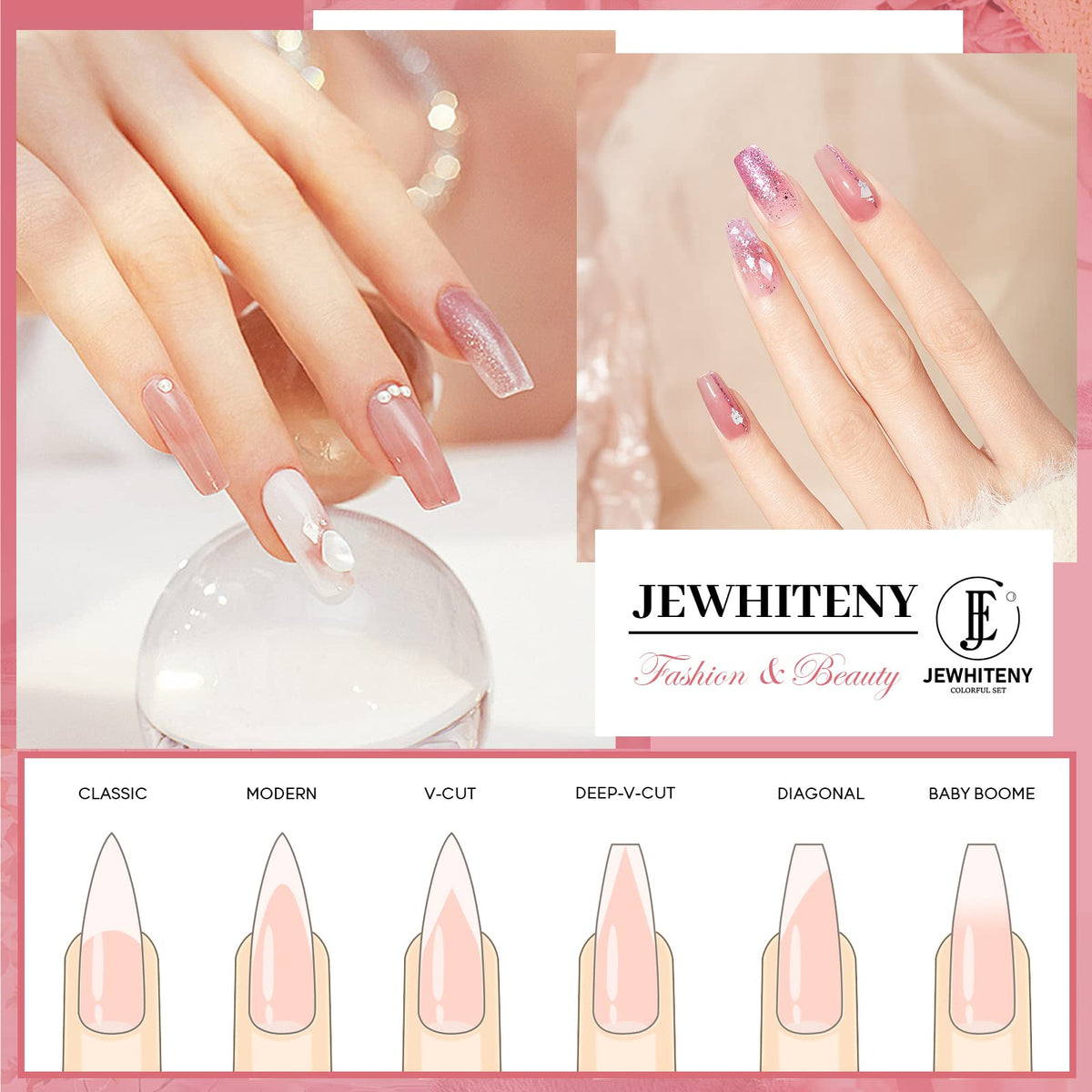JEWHITENY poly nail gel extension process visuals guide for confident at-home nail art.