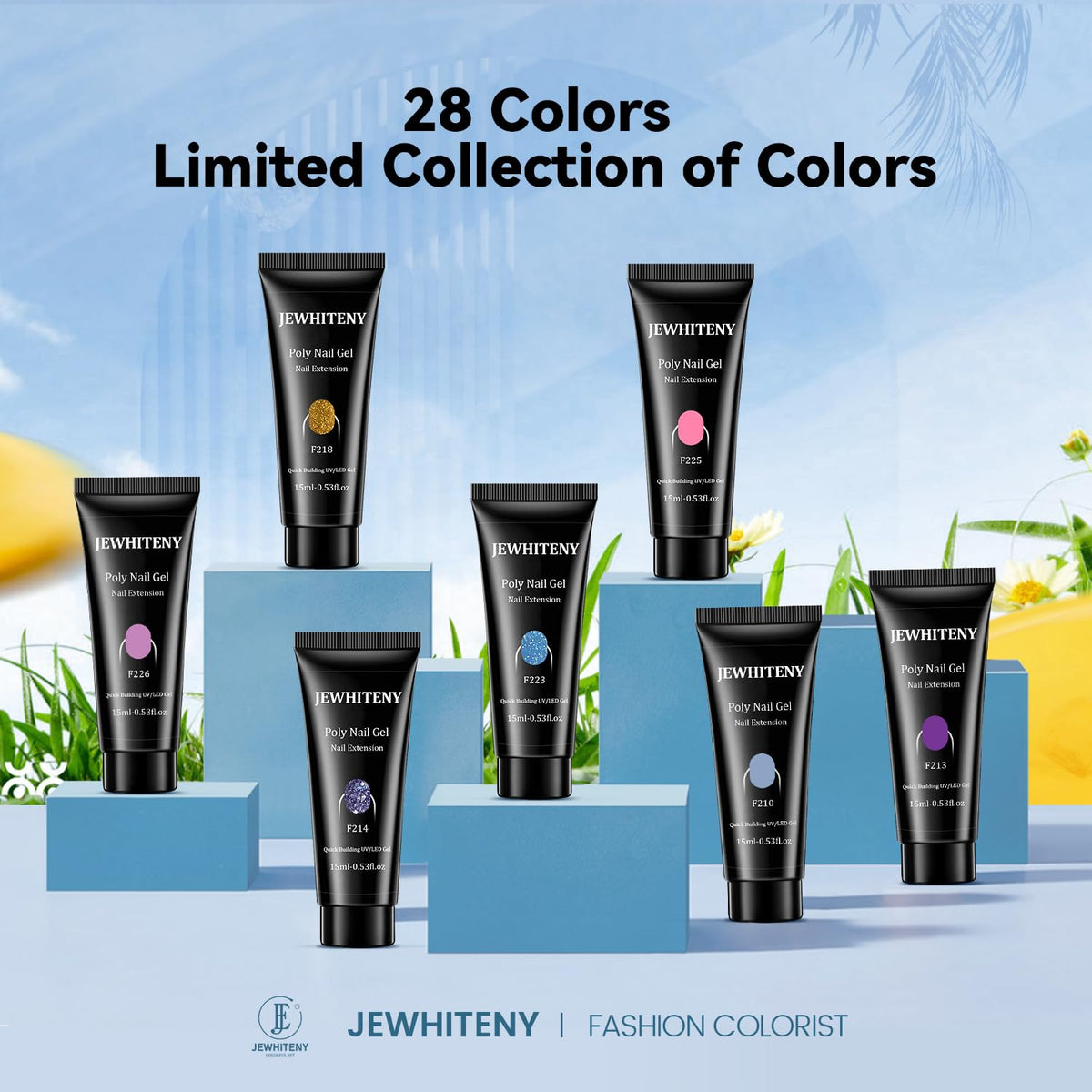JEWHITENY color palette swatches showcase versatile hues for French and art nails