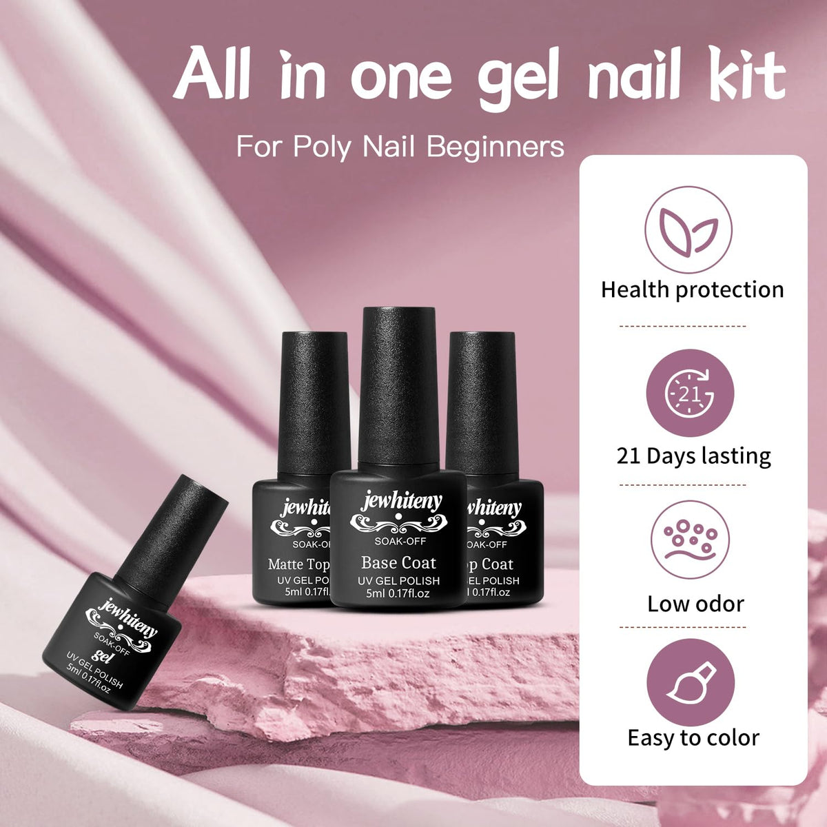 JEWHITENY manicure tools included for complete at-home care