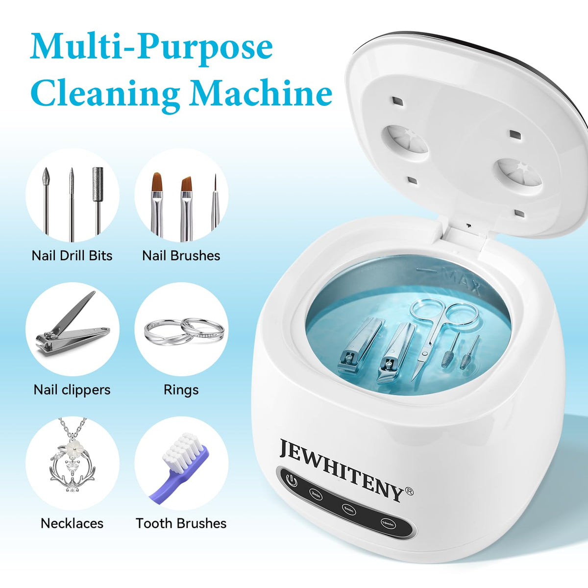 jewhiteny nail tool cleaner top-dual-holes fits long tools for versatile cleaning