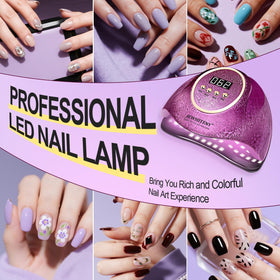 JEWHITENY Pink U V Nail Lamp four timers display for precise curing.