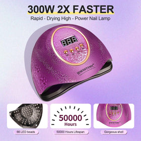 JEWHITENY Pink U V Nail Lamp detachable base for easy cleaning and storage.