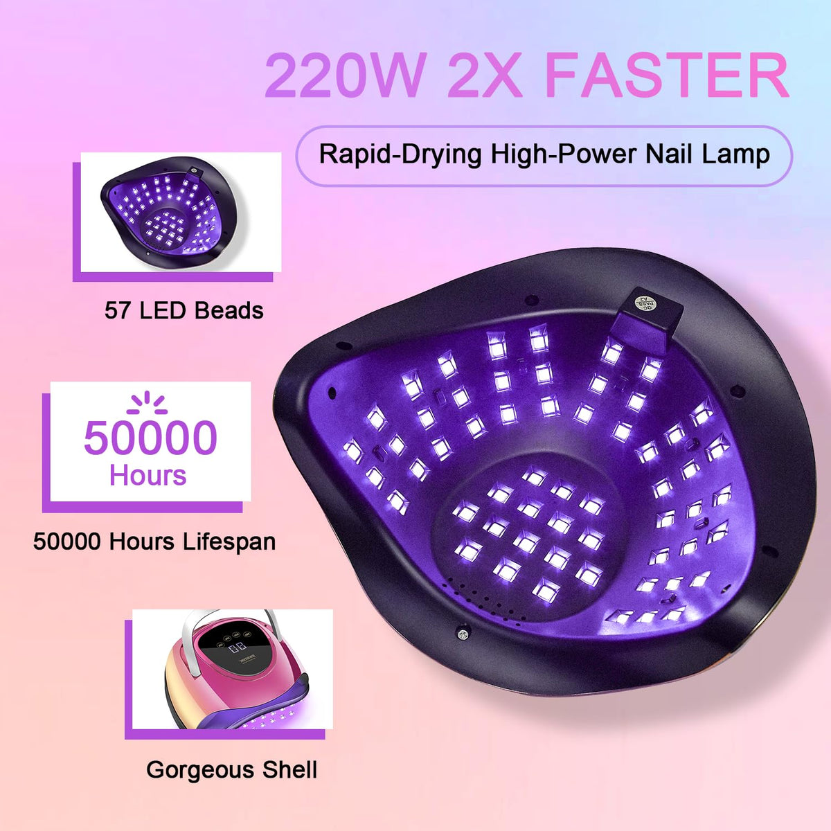 JEWHITENY UV nail lamp with digital timer display for precise curing sessions.