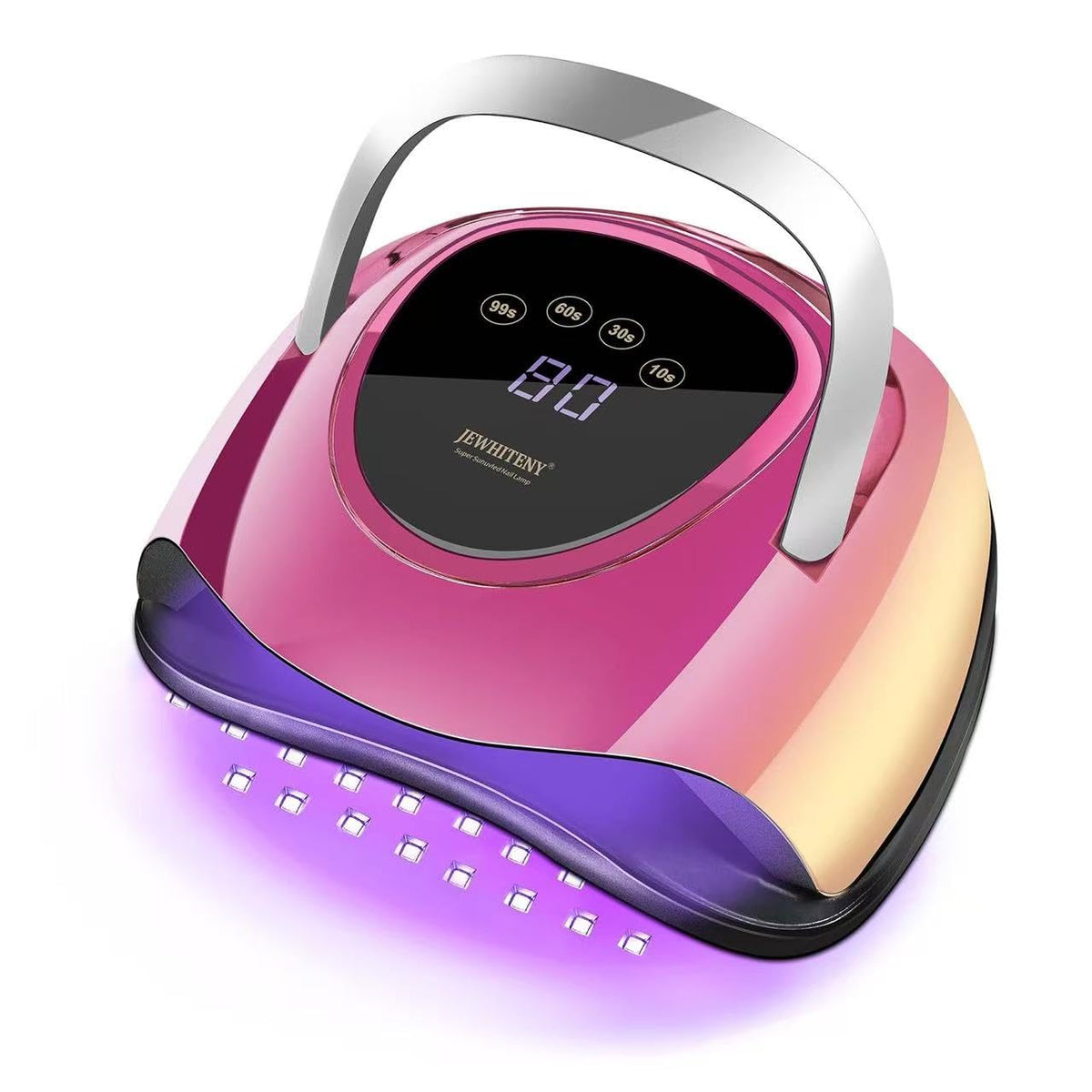 JEWHITENY UV nail lamp front view showcases stylish design for quick gel curing.