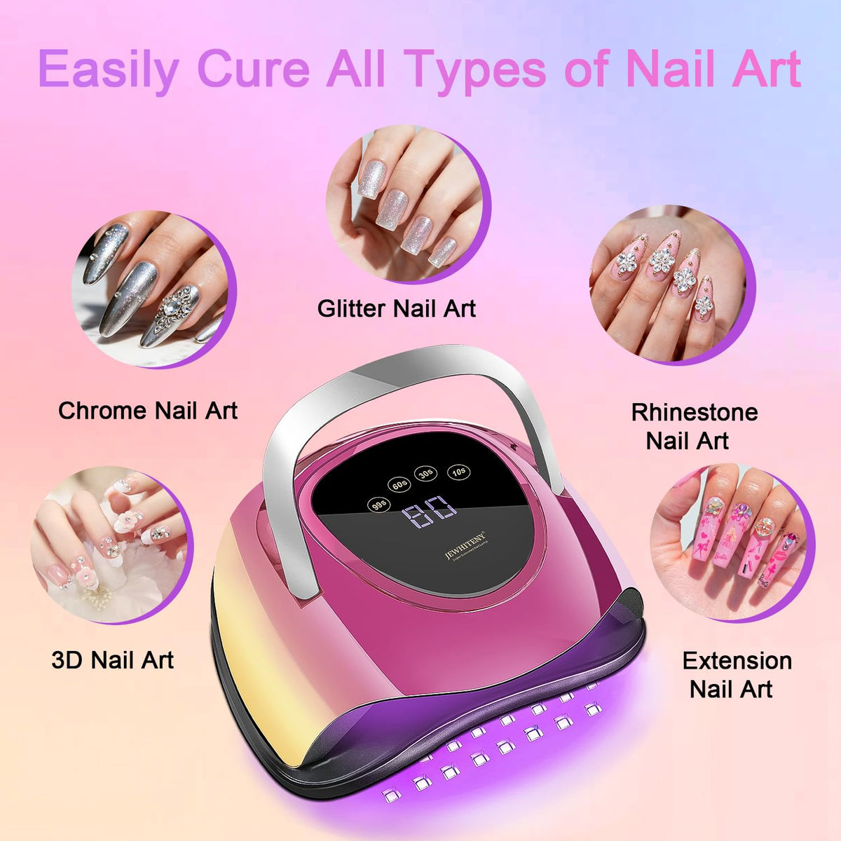 JEWHITENY UV nail lamp packaging box shown for easy storage.