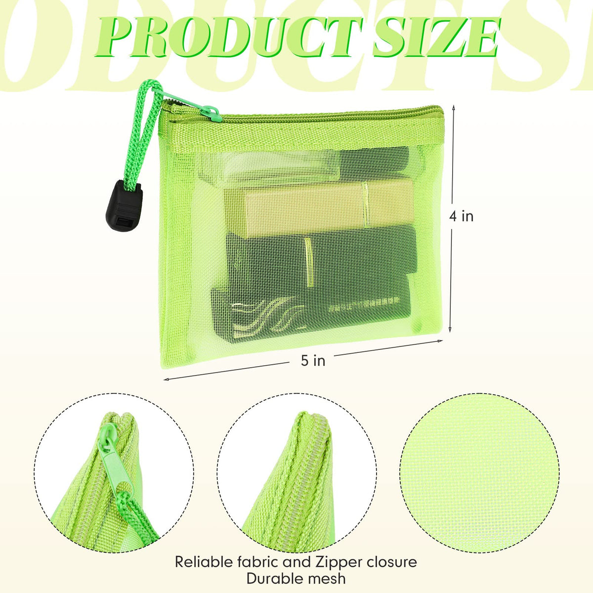 Jexine 24-piece mesh pouches with zippers keep makeup neatly organized.