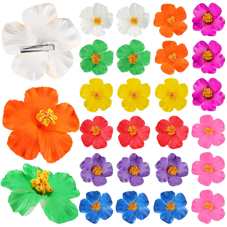 Jexine hibiscus foam hair clip white adds tropical charm for weddings and beach photos.