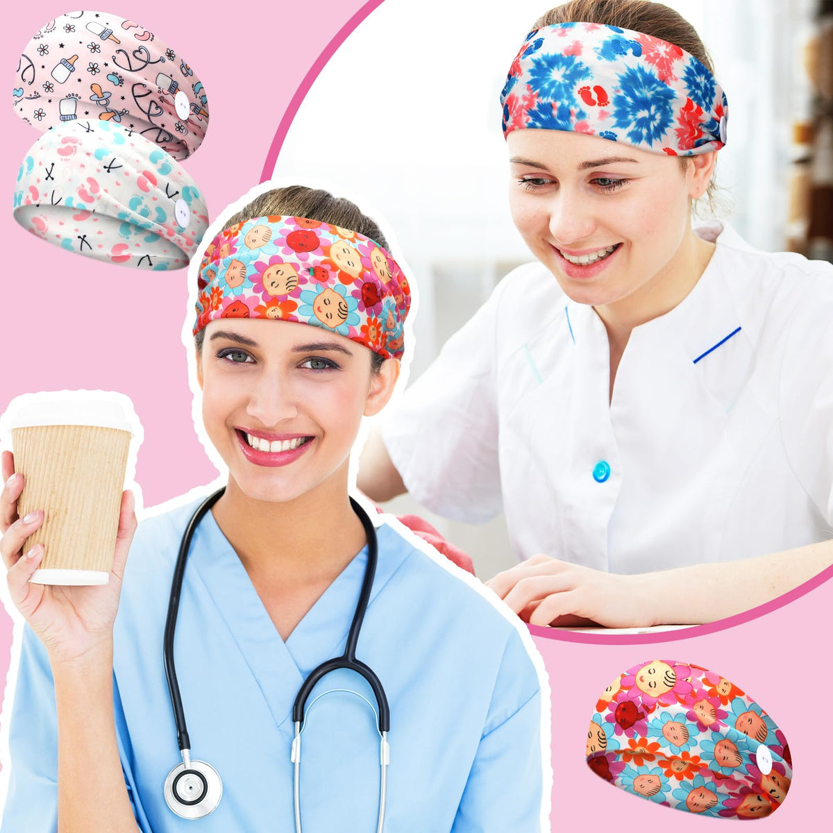 Jexine heart-pattern headband provides comfortable fit for hospital rounds.