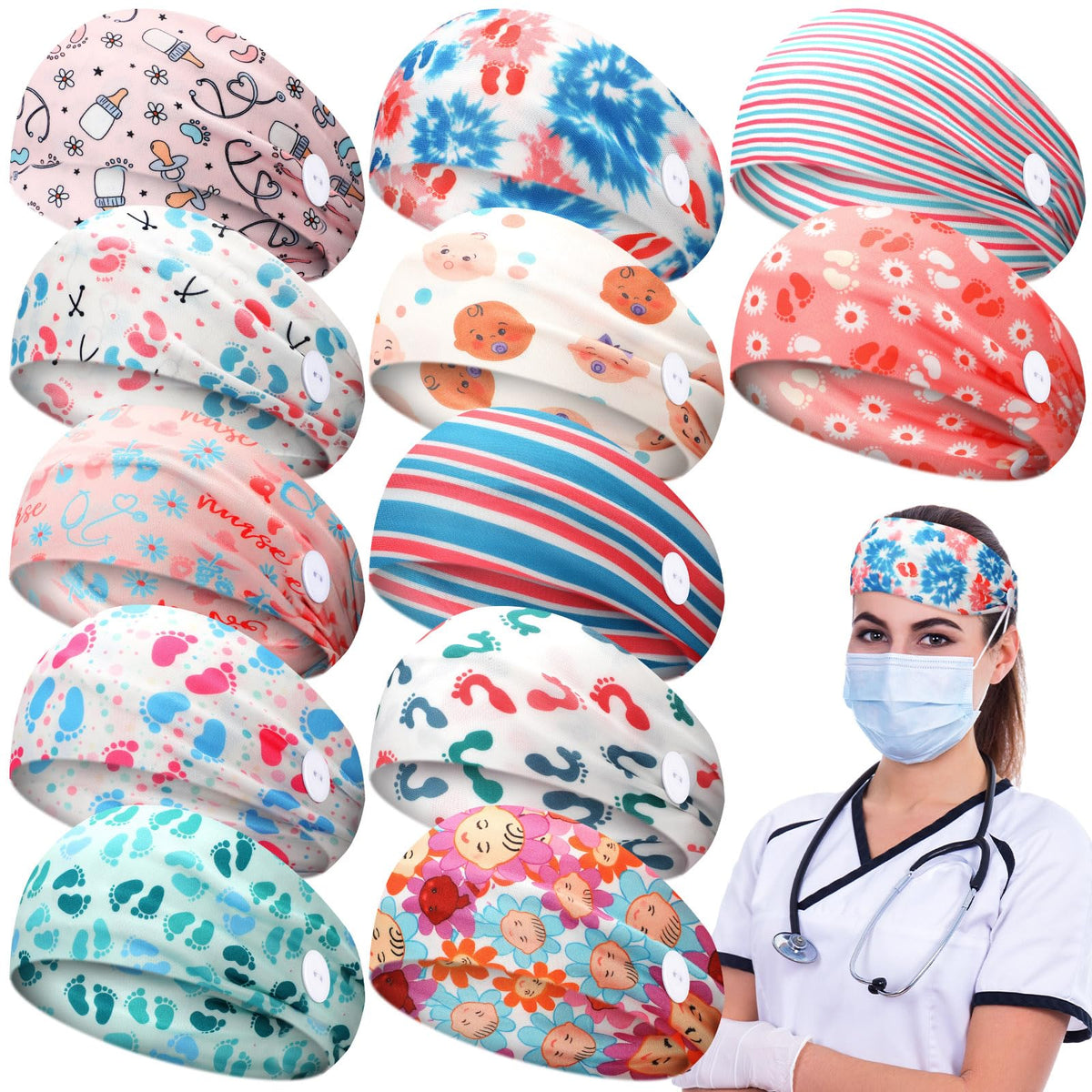 Jexine needle-pattern headband offers all-day comfort for busy shifts.