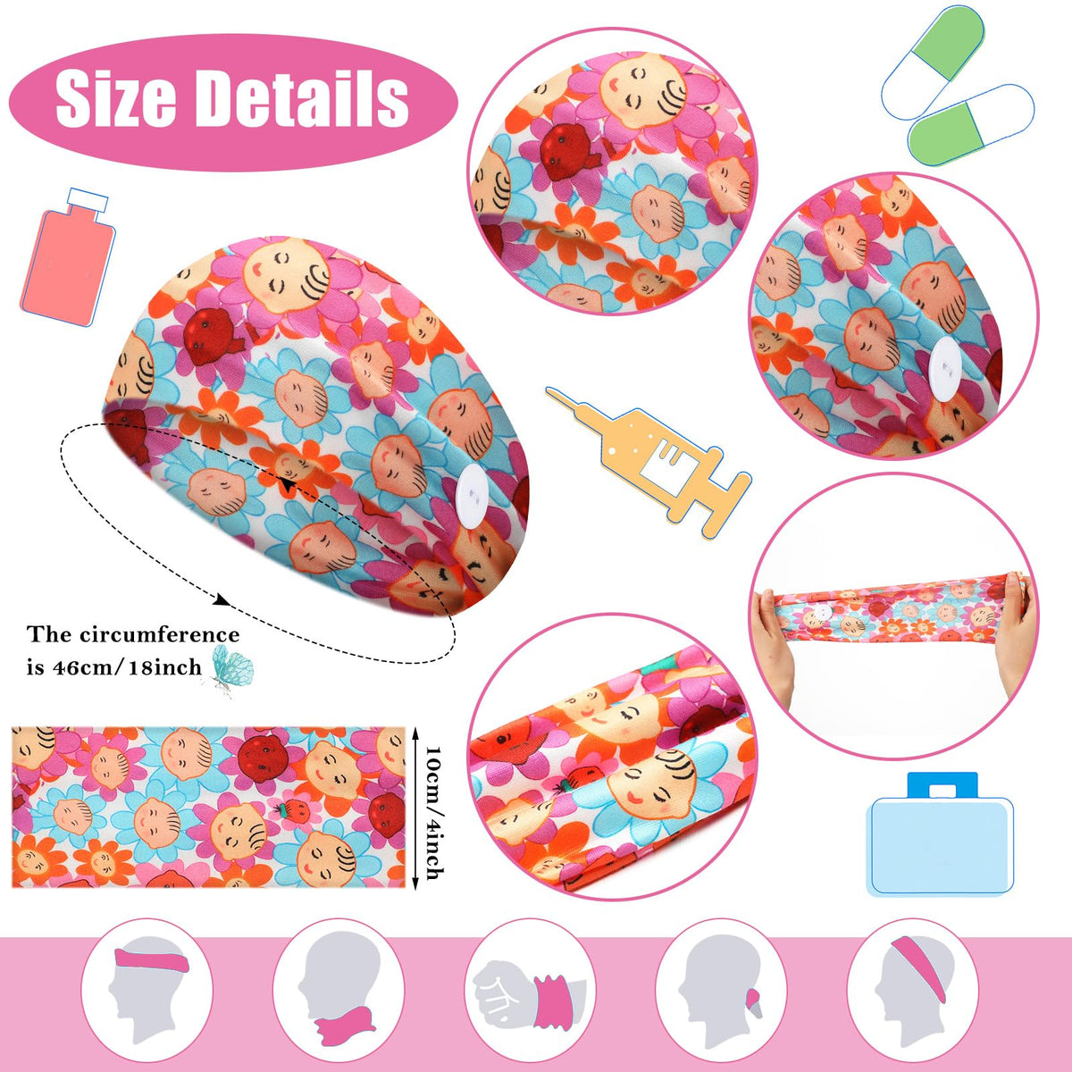 Jexine polka-dot headband absorbs sweat for workouts and daily wear.