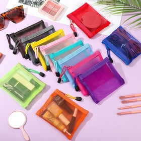 Jexine mesh zipper pouch with clear design for easy item finding.