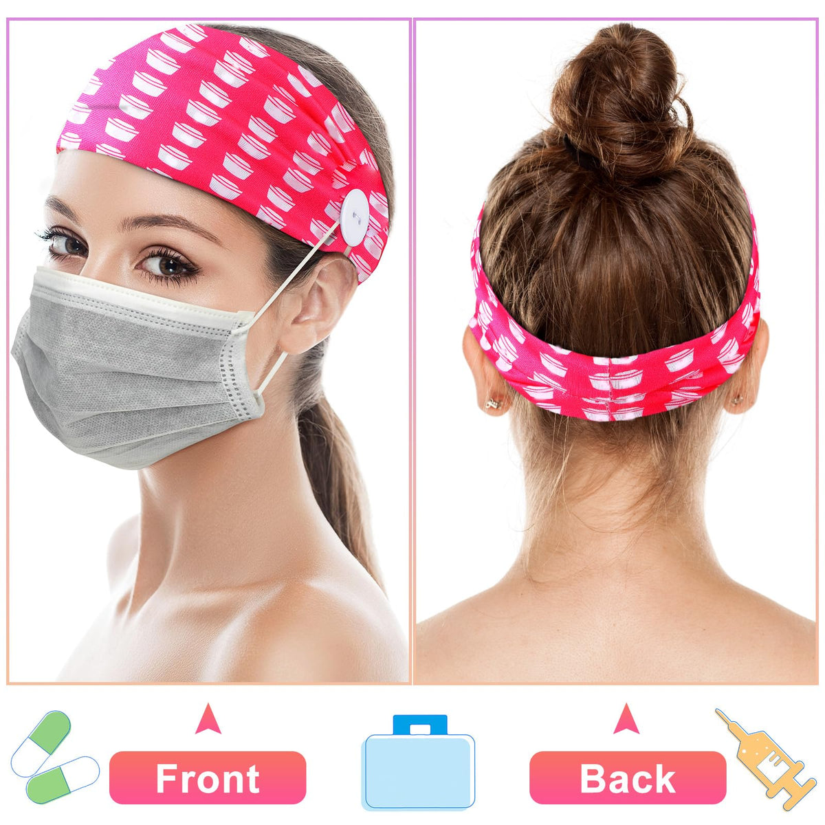 Jexine nurse headbands measure 9 by 4 inches for comfortable fit