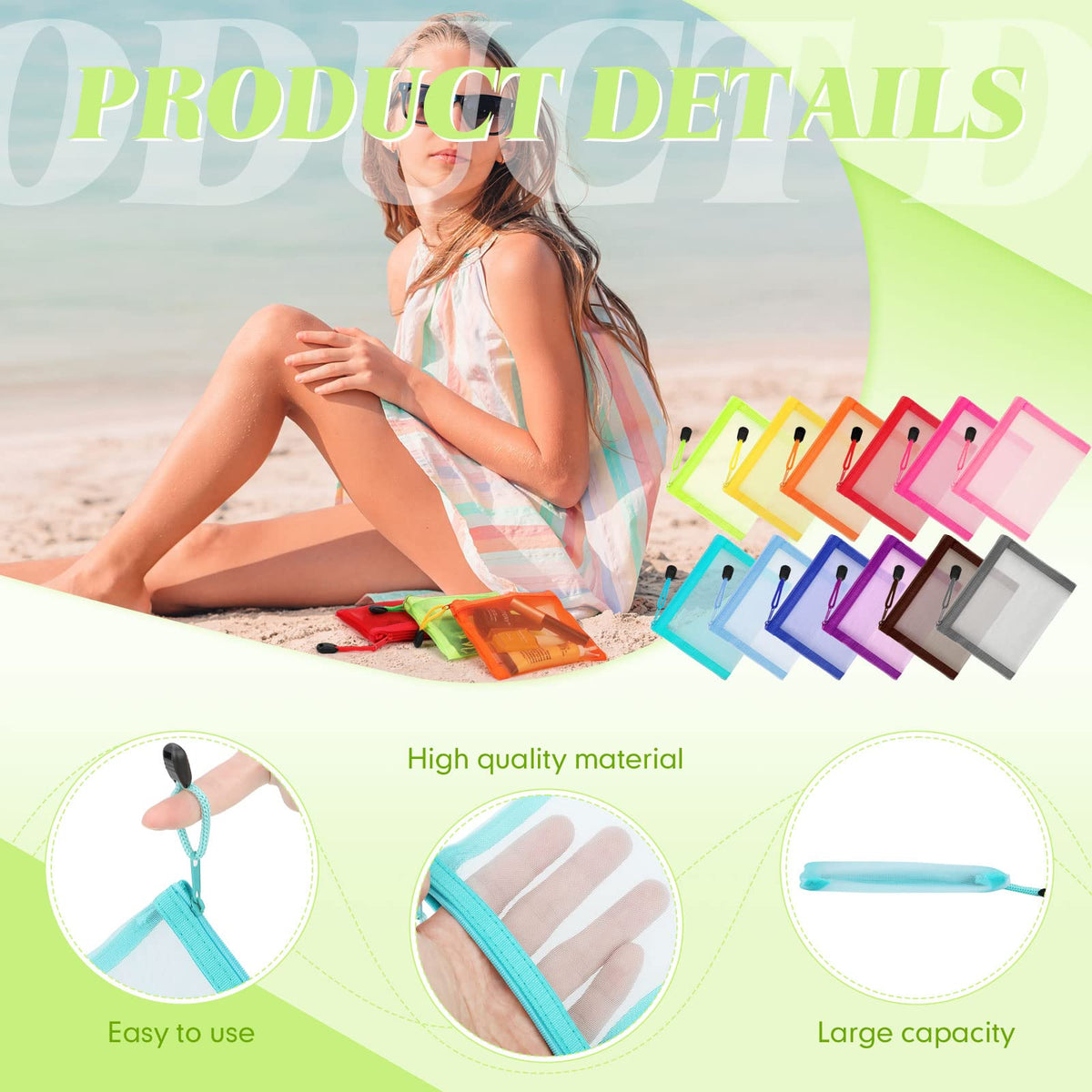 Jexine nylon makeup pouch compact for travel and daily use.