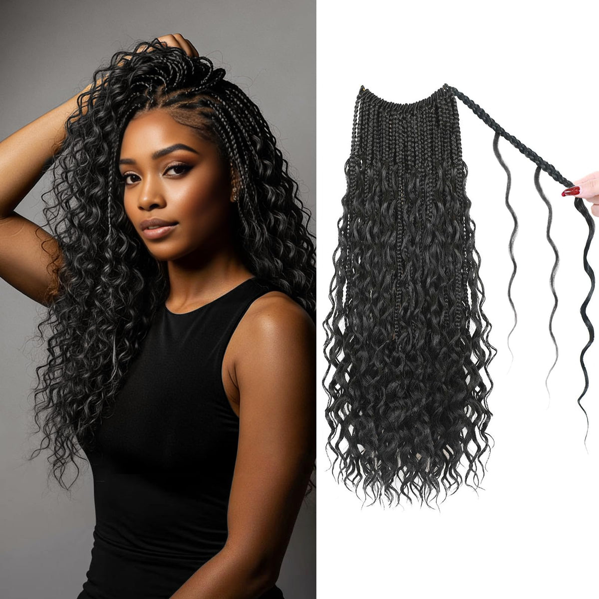 Jexulora boho box braids 14inch prelooped close-up for quick crochet installation