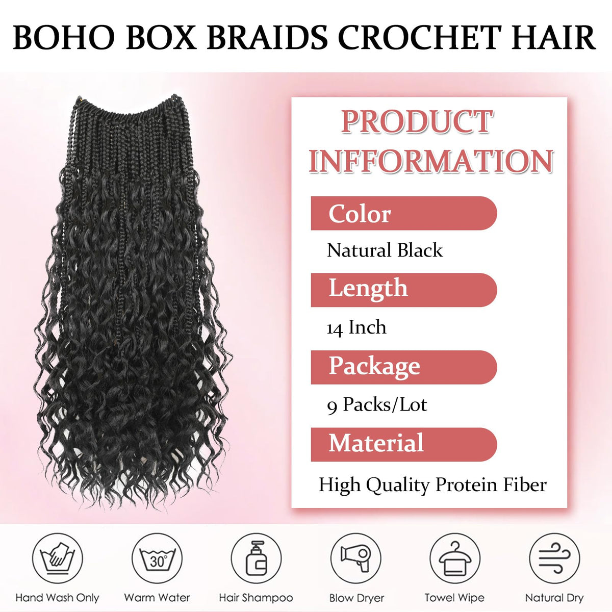 Jexulora protein silk fiber braids 14inch soft sheen for realistic look