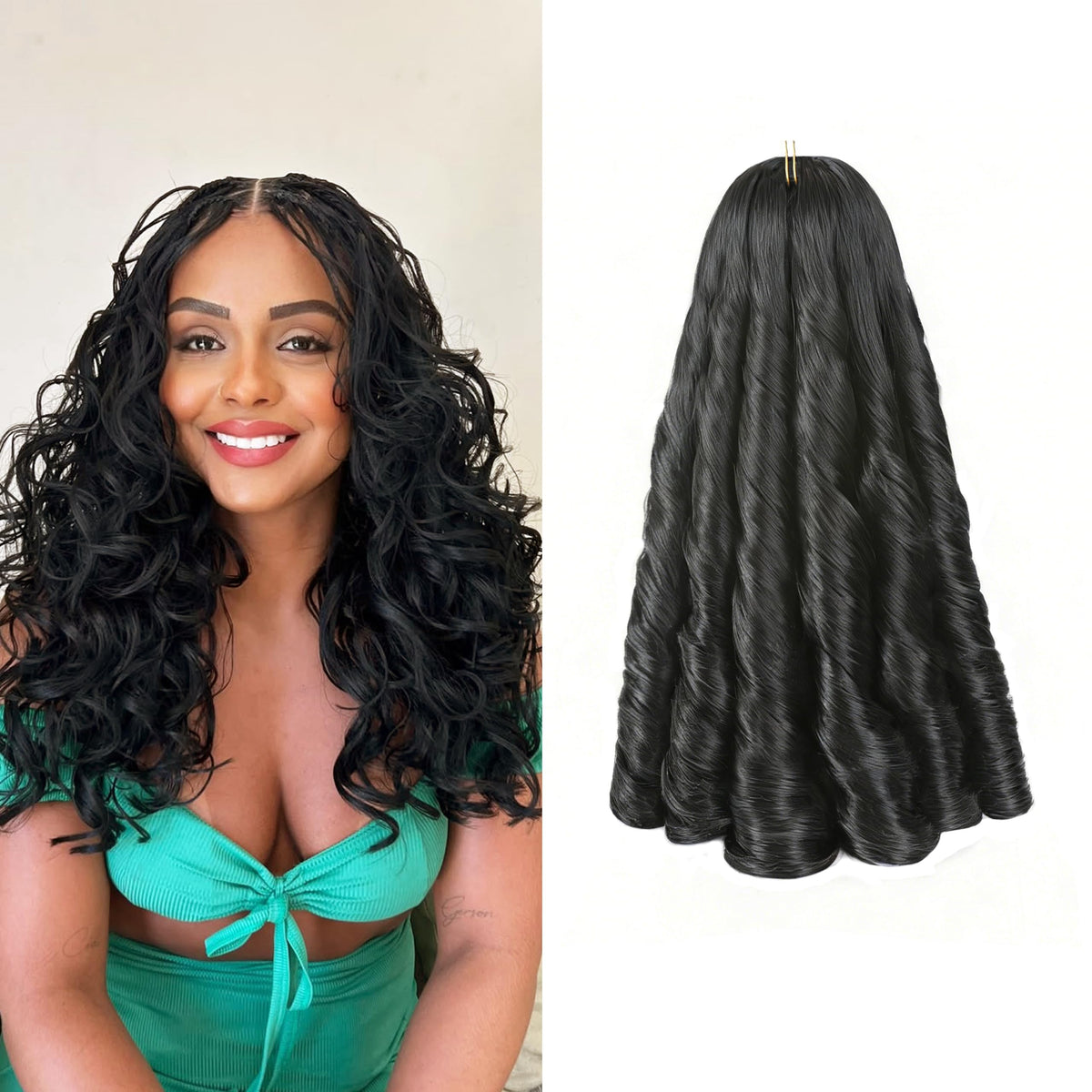 Jexulora Pure Protein Fiber French Curl Braiding Hair, 18-inch length, close to natural hair feel.