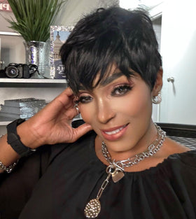 Jgzpfo Pixie Cut Wig glueless design allows quick, secure wear.