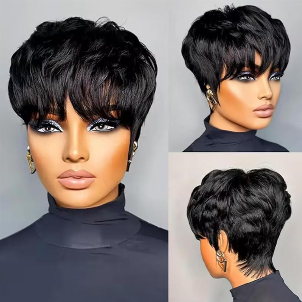 Jgzpfo Pixie Cut Wig close-up shows natural hair texture for everyday wear.