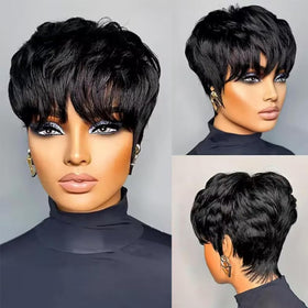 Jgzpfo Pixie Cut Wig close-up shows natural hair texture for everyday wear.