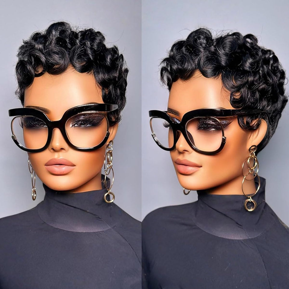 Jgzpfo Pixie Wig front view with natural texture for daily wear