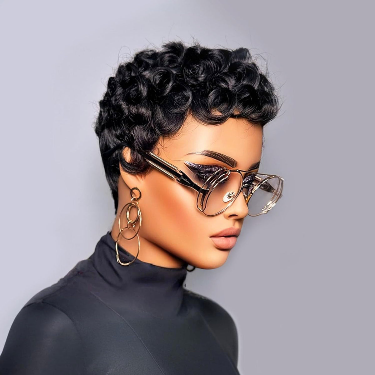 Jgzpfo Pixie Wig side view showing realistic volume for effortless styling