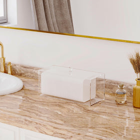 JHJFRAWY compact unit for bathroom counters keeps pads tidy.