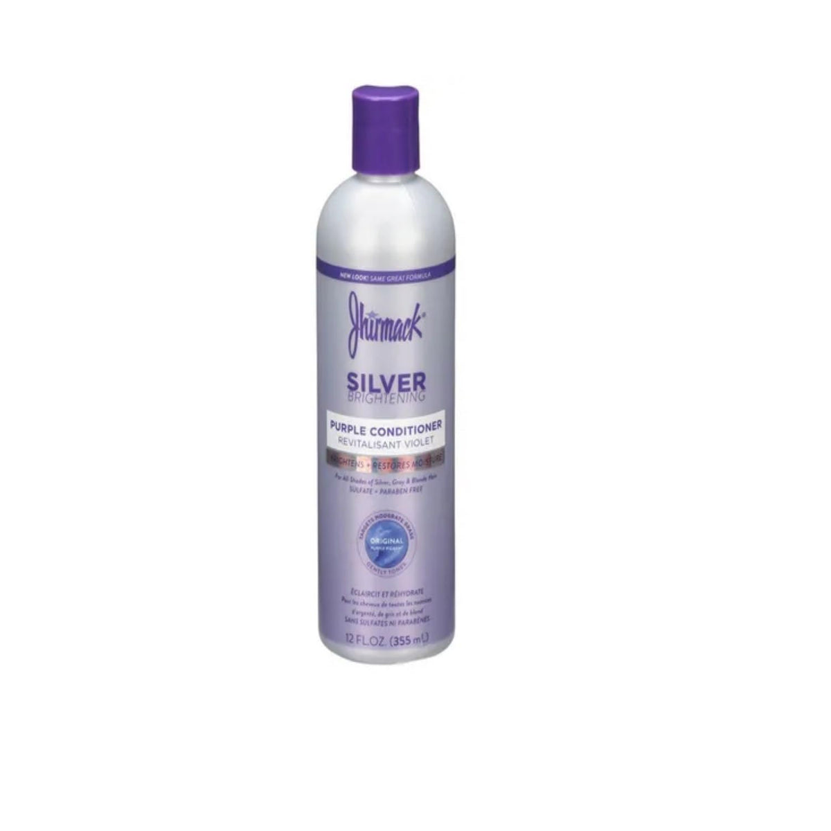 Jhirmack Silver Brightening Conditioner bottle for color-treated hair, softening and brightening.