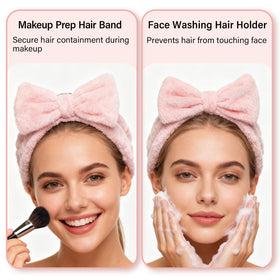 JHJEWH headband absorbs moisture, keeps hair away during cleansing and routines.