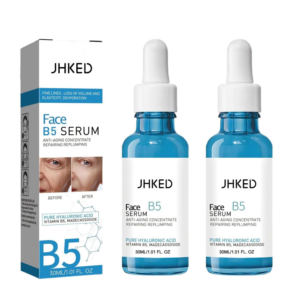 JHKED Face B5 Serum bottle front view showing premium packaging for daily care.