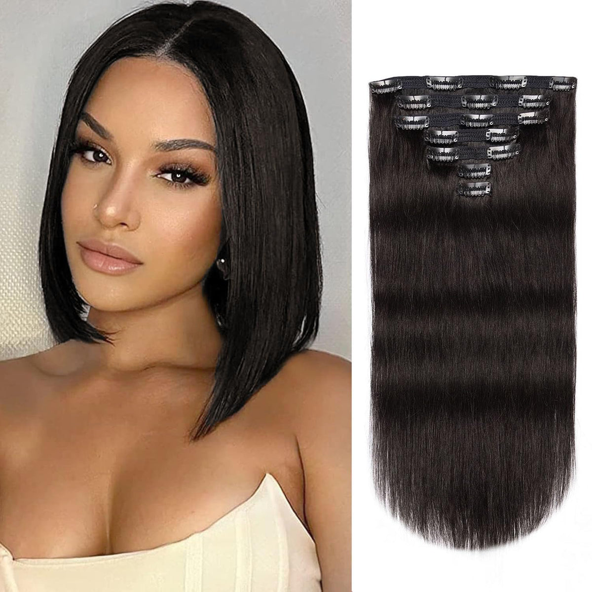 Jiameisi 12-inch straight clip-in extensions for natural volume