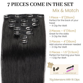 Jiameisi Remy clip-ins 7-piece set for versatile fullness