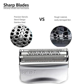 JIANCENGYU 70S head stainless steel mesh close-up, skin-friendly design for comfortable shaves