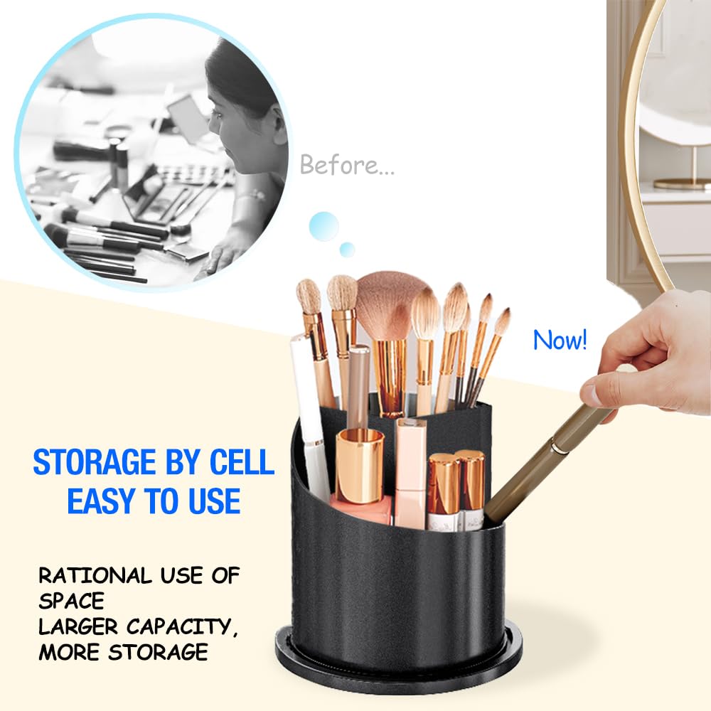 JIANGLAI three-compartment brush storage fits brushes, liners, and mascaras.