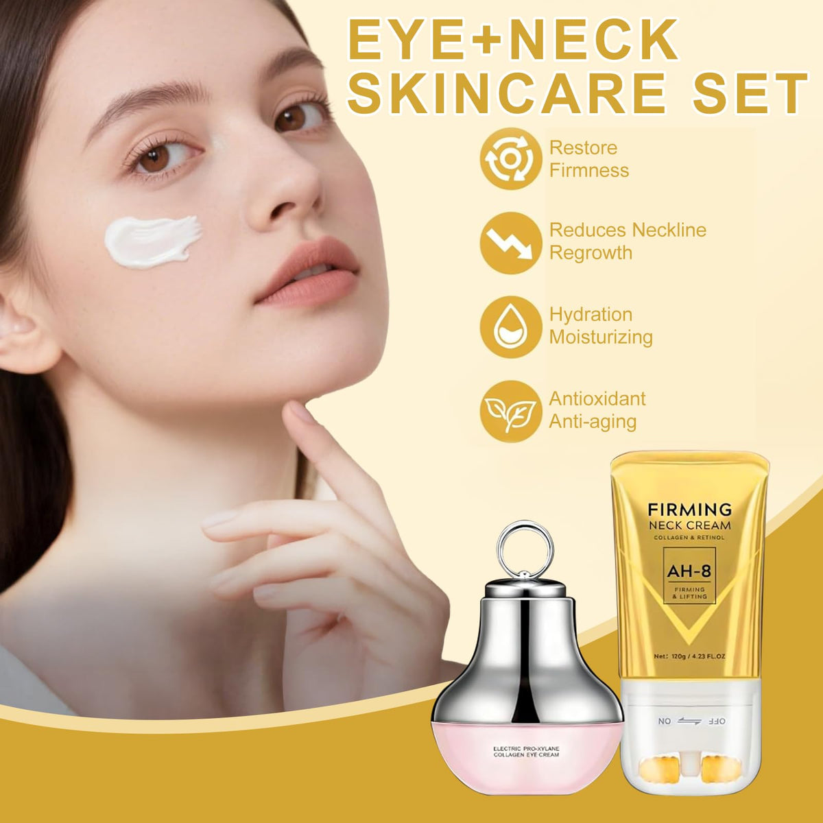 Jiangxin AH-8 eye cream low-frequency vibration cools tired eyes.