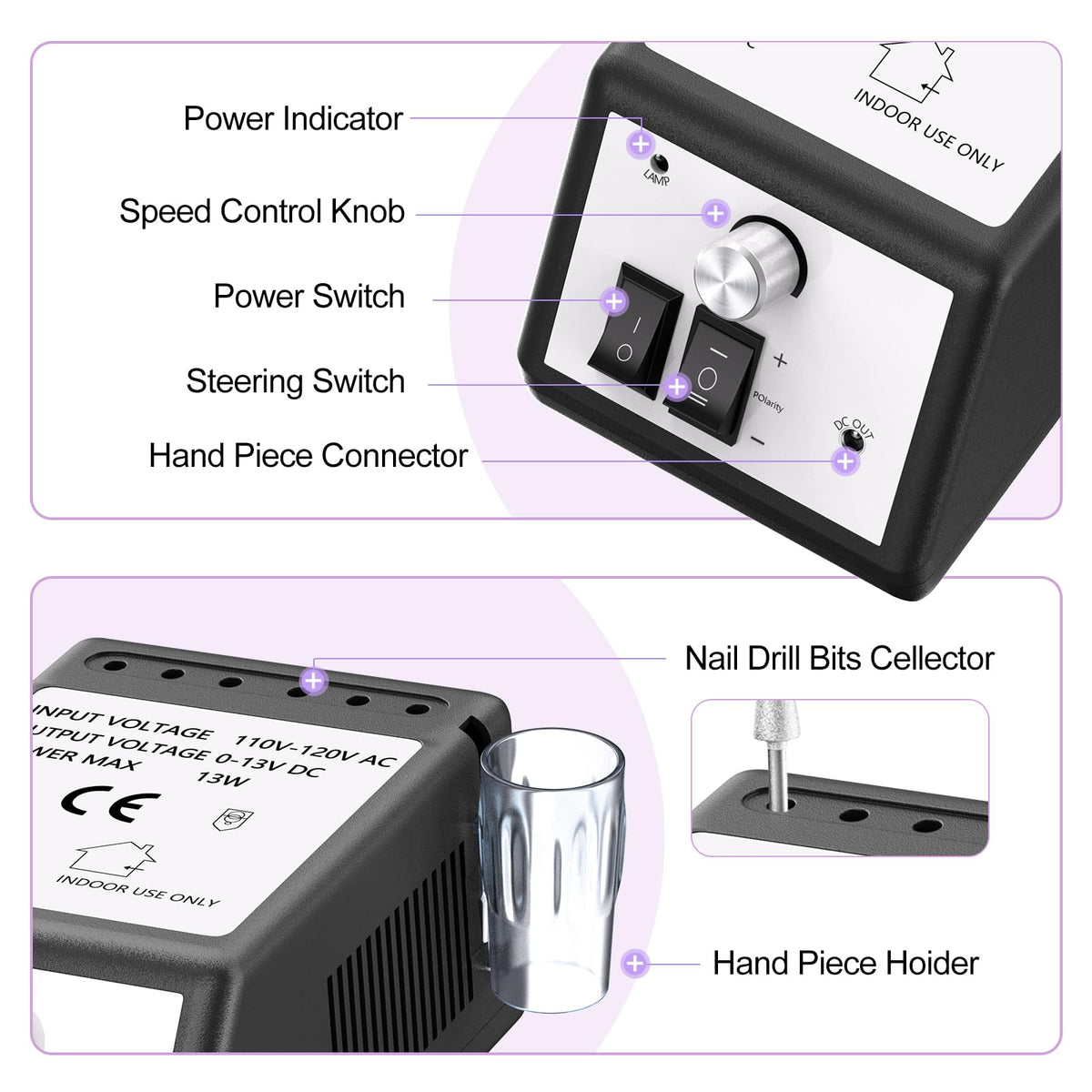 JIASHENG Nail Drill's compact desk design saves workspace
