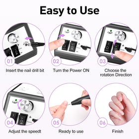 JIASHENG Nail Drill includes handpiece and bit holders for organization