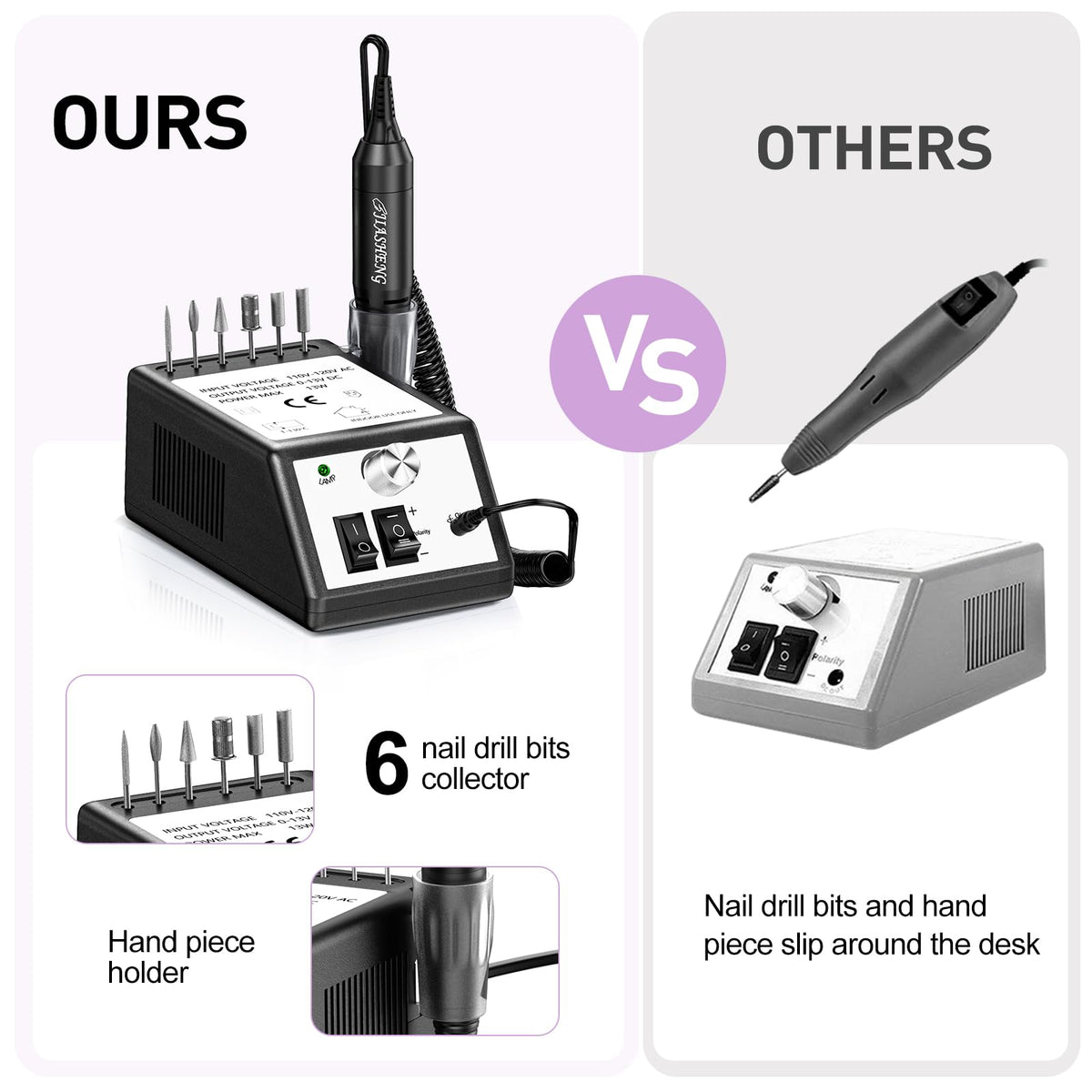 JIASHENG Nail Drill operates with low heat and minimal noise
