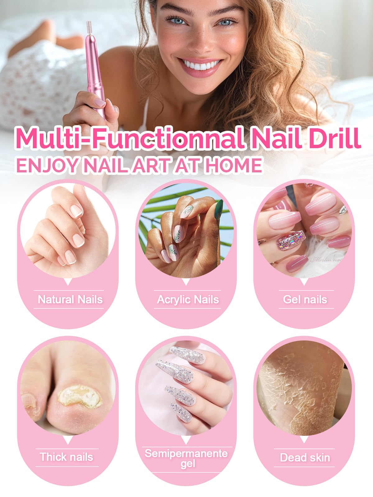 JIASHENG purple nail drill design adds style to home or salon work.
