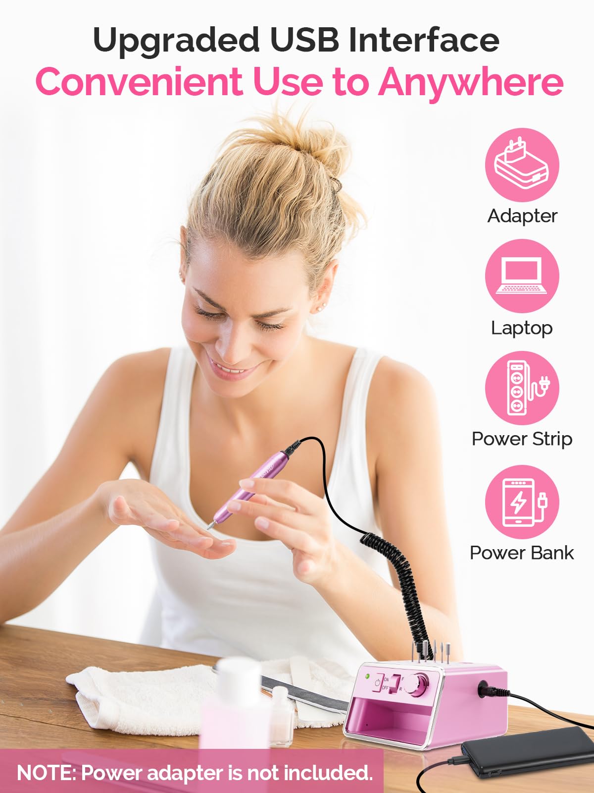 JIASHENG nail drill with storage compartments for organized manicure tools.