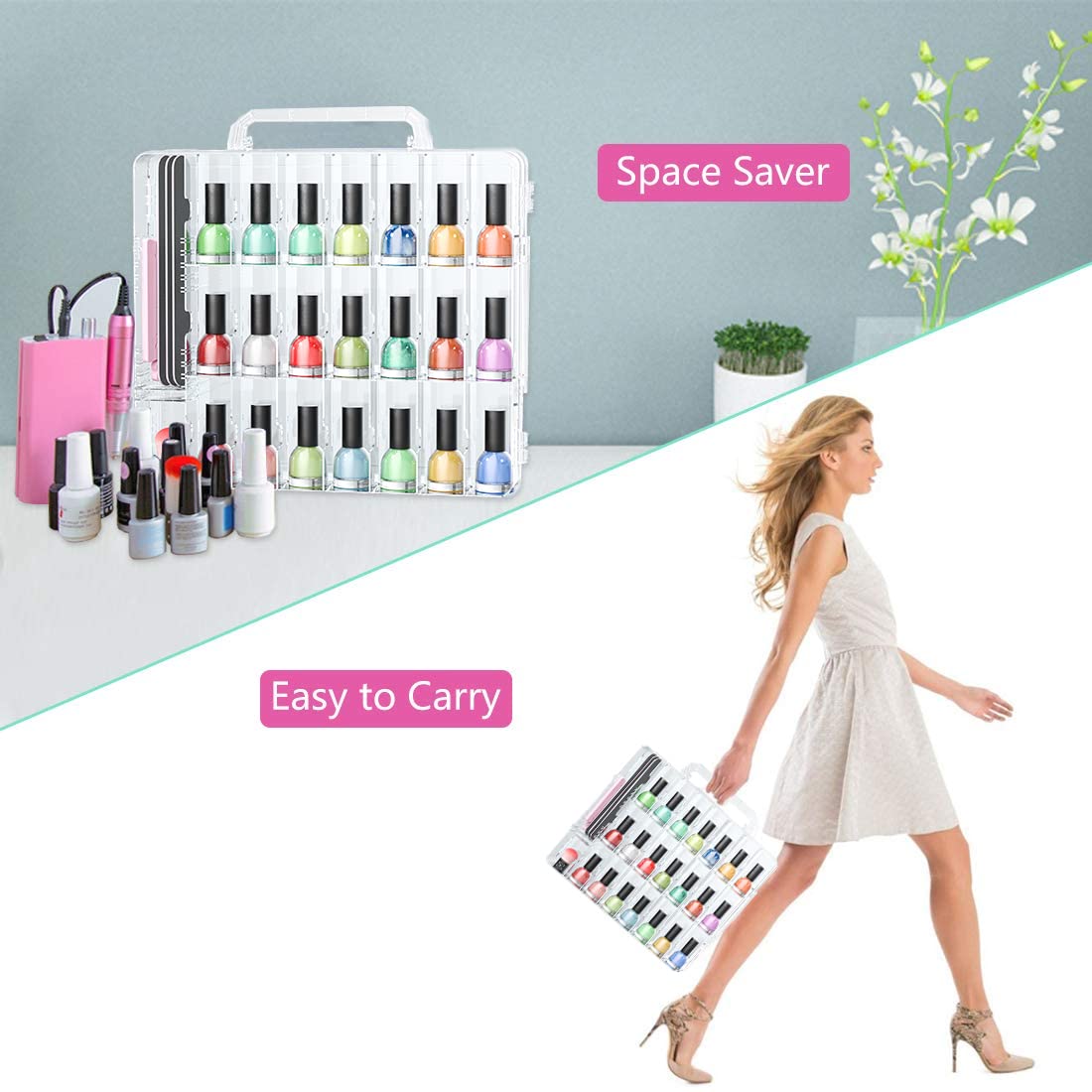 JIASHENG top-handle-nail-polish-storage simplifies transport and handling