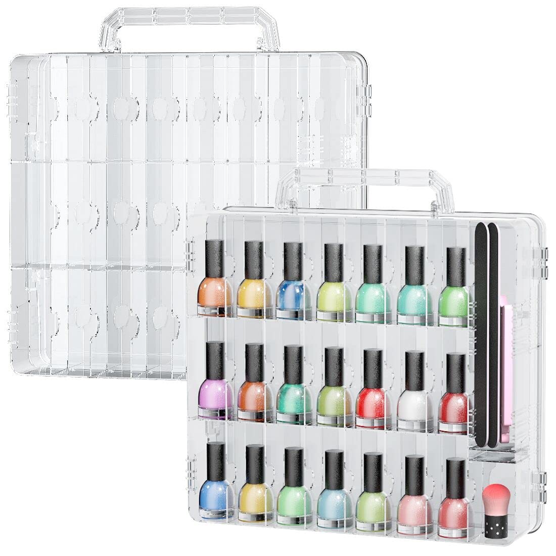 JIASHENG two-nail-polish-organizer-case with 48 slots for easy color access