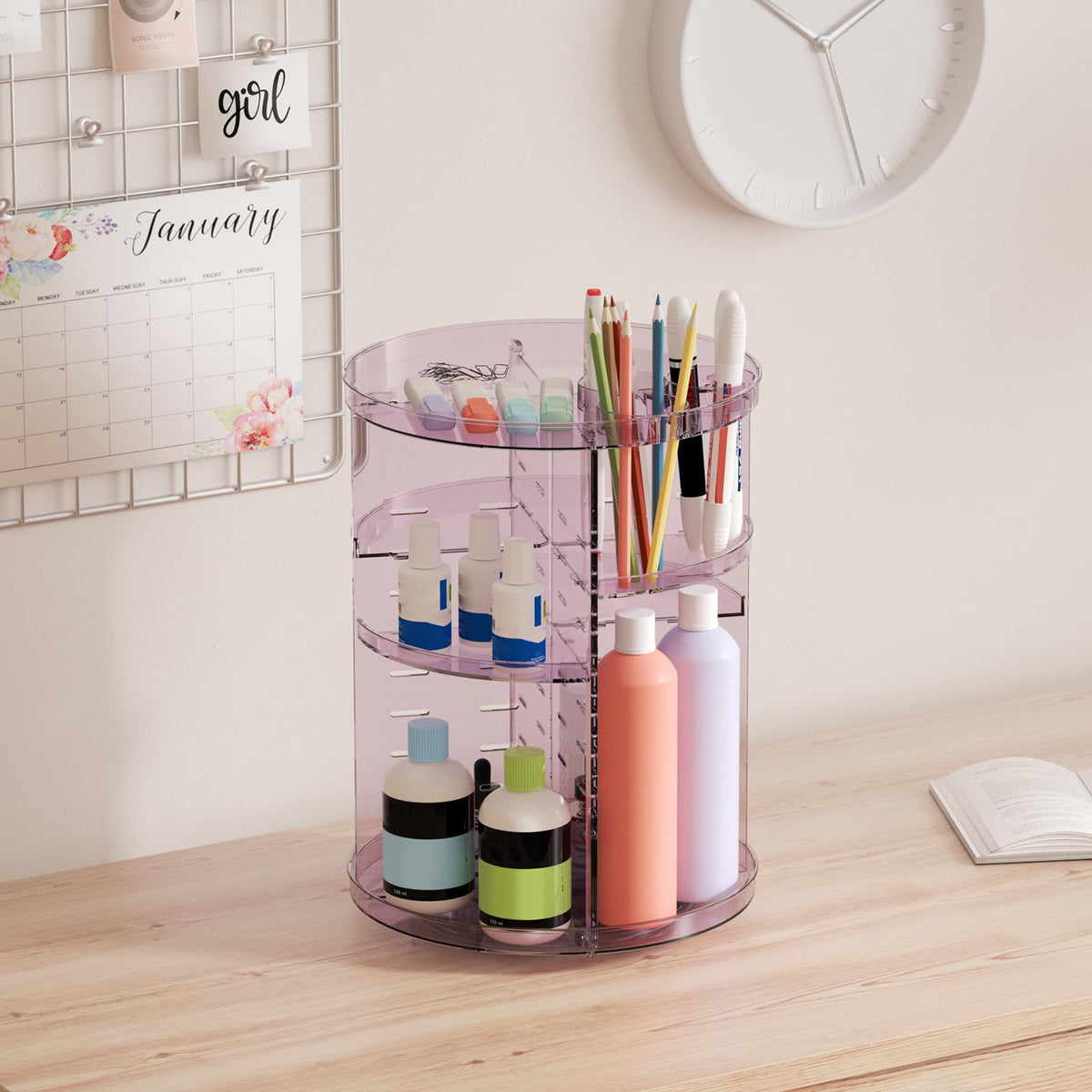 Jiavarry 360-degree desk carousel helps access items from any angle
