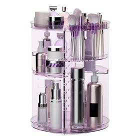 Jiavarry rotating makeup organizer top view showing organized compartments for easy access