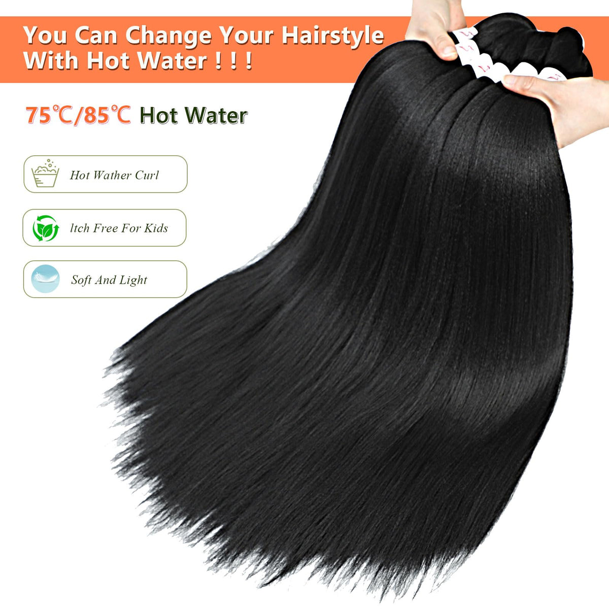 JIEANYAN 14-inch kids hair pack 4 lightweight and tangle-free for daily wear.
