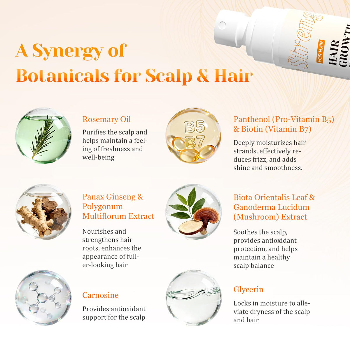 JIEXUN Hair Growth Spray rosemary oil infusion supports scalp comfort and stronger strands