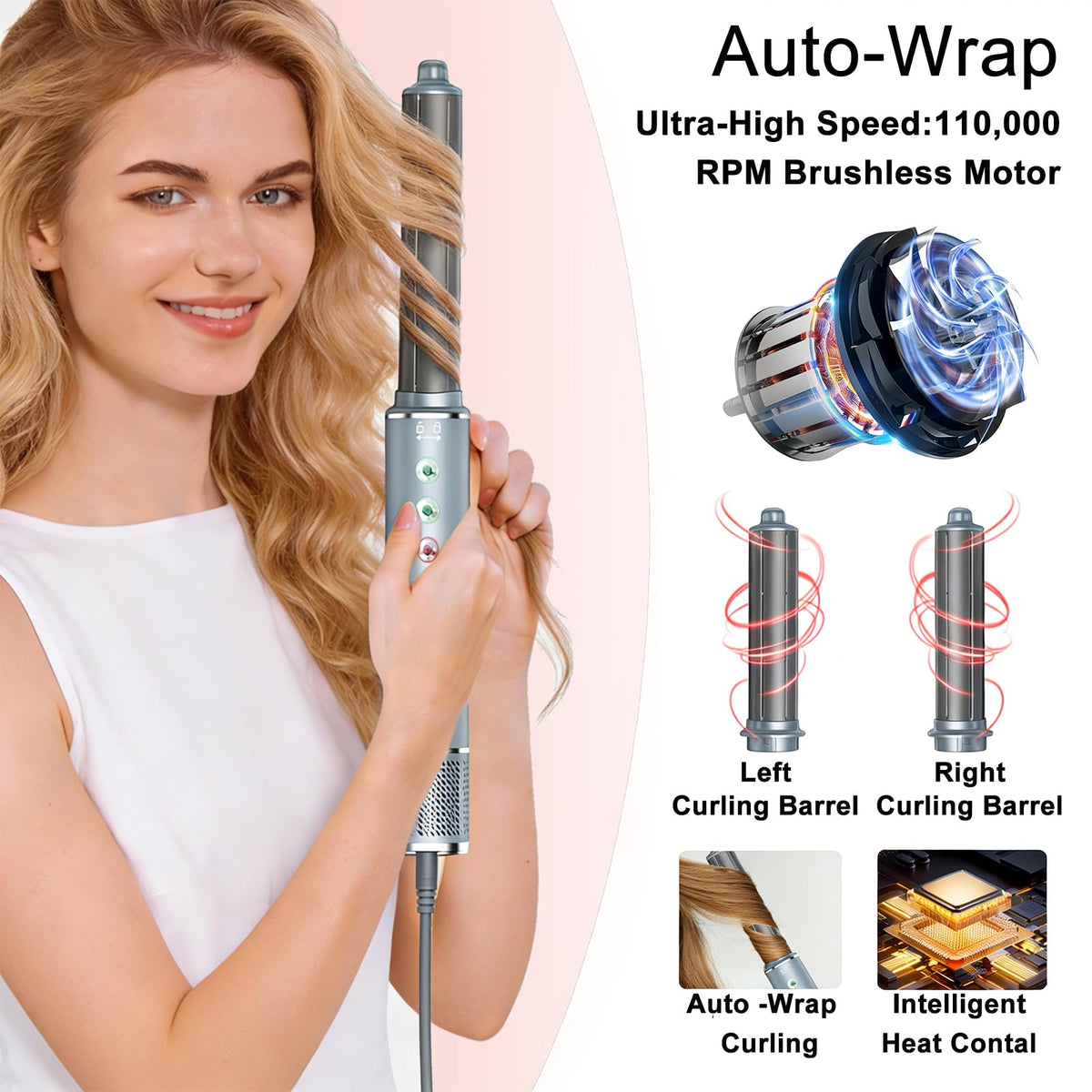 JIGGL 5-in-1 concentrator nozzle focuses airflow for precise smoothing and drying.