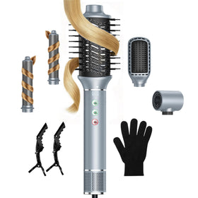 JIGGL 5-in-1 hot air styler front view showing all-in-one styling capability and speed.