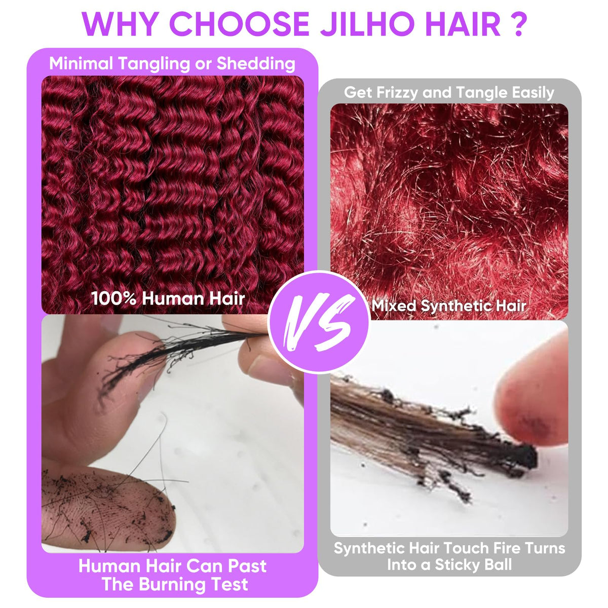 Jilho Burgundy Wig cap features anti-slip silicone band for secure wear.